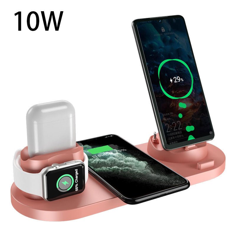 Wireless Charger Station charging multiple devices including iPhone, phone, and watch simultaneously - casualflowshop