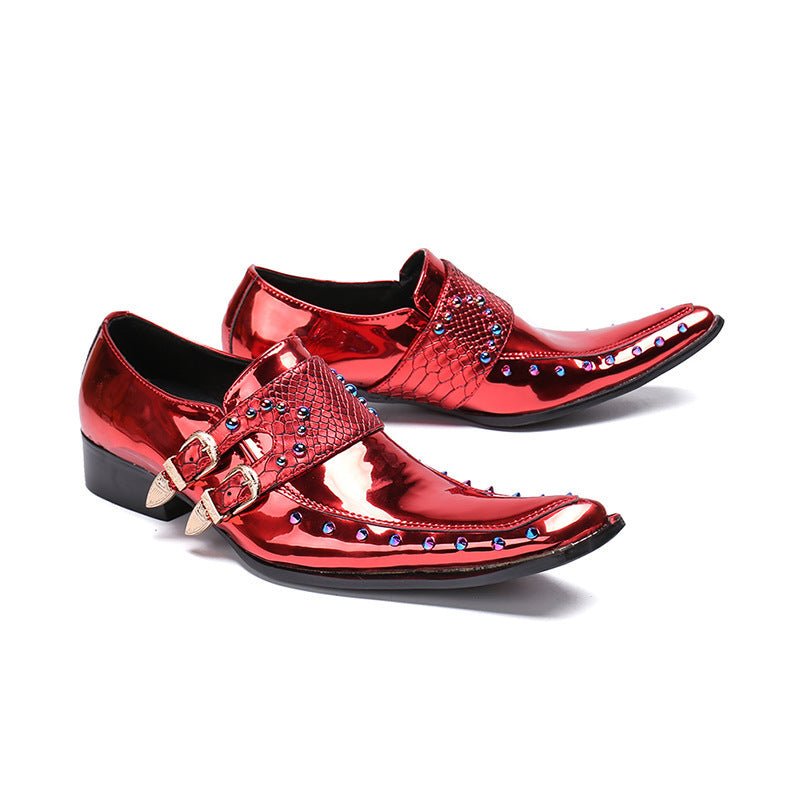 Men’s Wine Red Patent Leather Shoes – Statement Style
