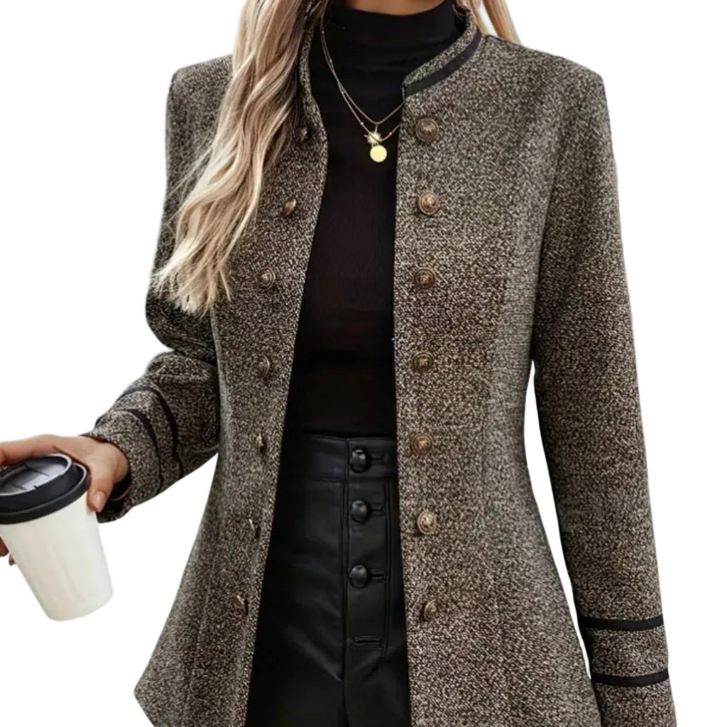 women's casual button-up jacket grey