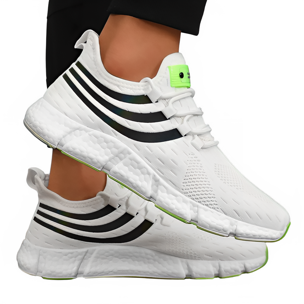 men's lightweight walking sneakers white black green