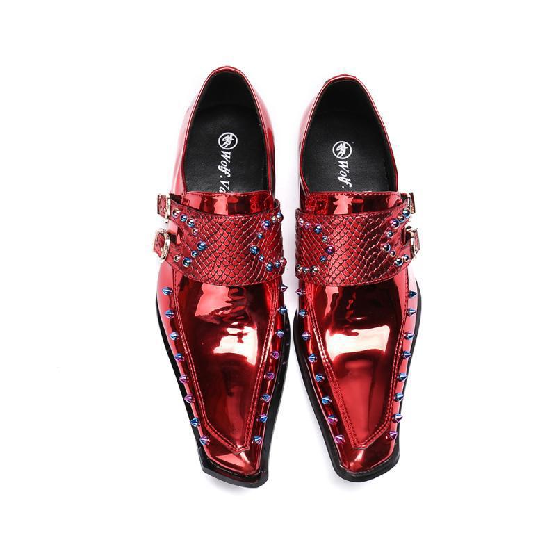 Men’s Wine Red Patent Leather Shoes – Statement Style