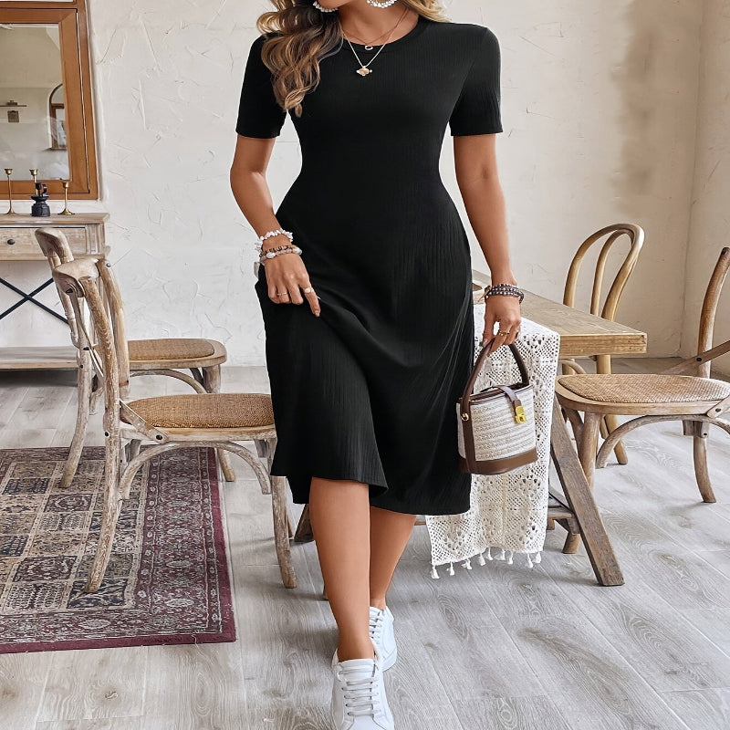 Blue Marble Midi Dress – Elegant Look - CasualFlowshop