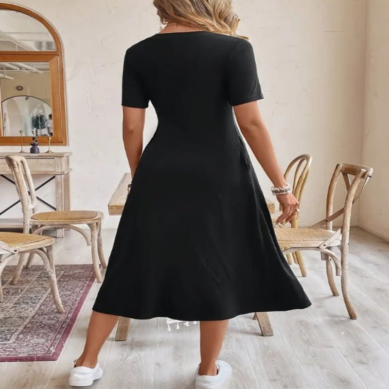 Blue Marble Midi Dress – Elegant Look - CasualFlowshop