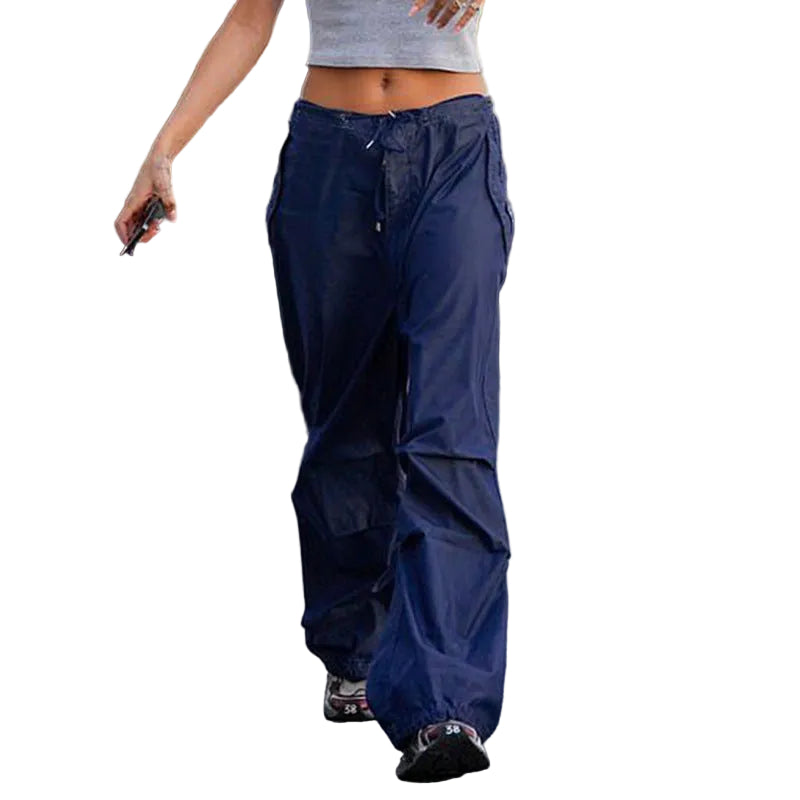 Women Vintage Street Cargo Jeans Casual Wide Leg Pants - CasualFlowshop