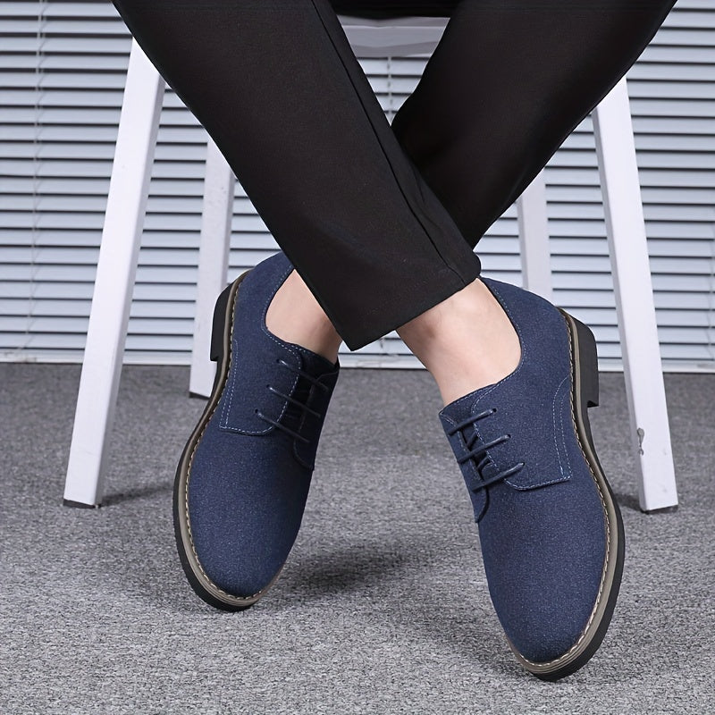 Men’s Business Dress Shoes – Faux Suede Black Lace-Up - CasualFlowshop