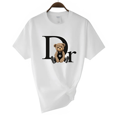 Luxury Bear Print Graphic T-shirt – Women’s Summer Fashion