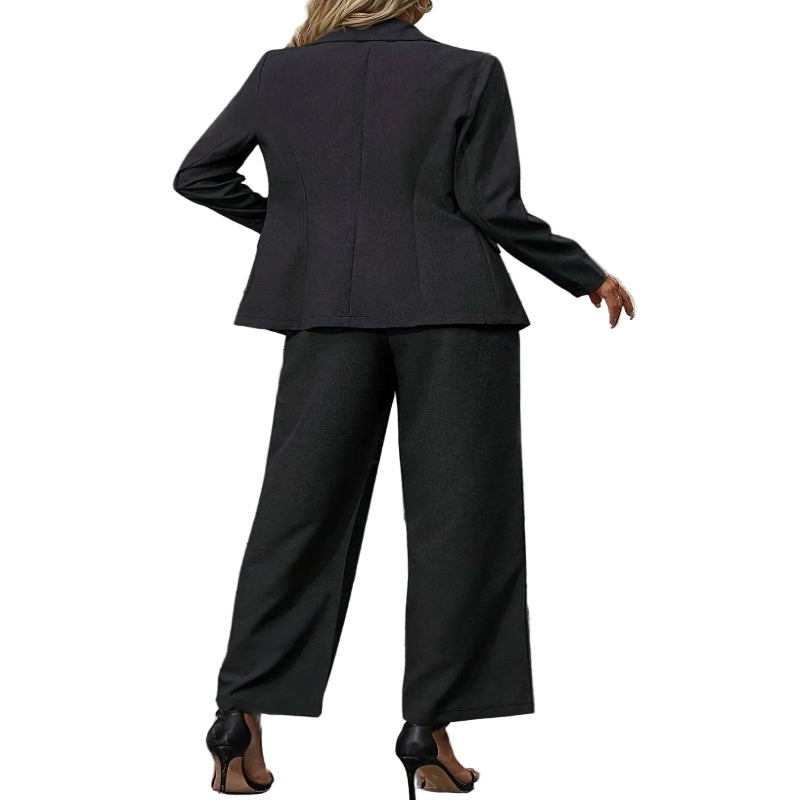 Contemporary Chic: Modern Floor - Length Pants Outfit with Tailored Jacket - CasualFlowshop