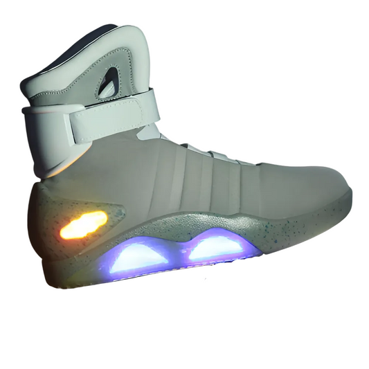 Gray LED high-top sneakers for men with rechargeable glowing design – urban fashion