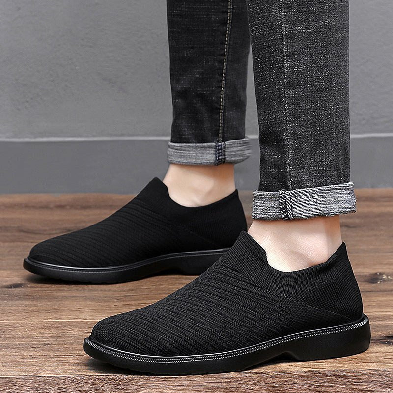 Men’s Black Mesh Slip - On Shoes – Breathable & Casual - CasualFlowshop