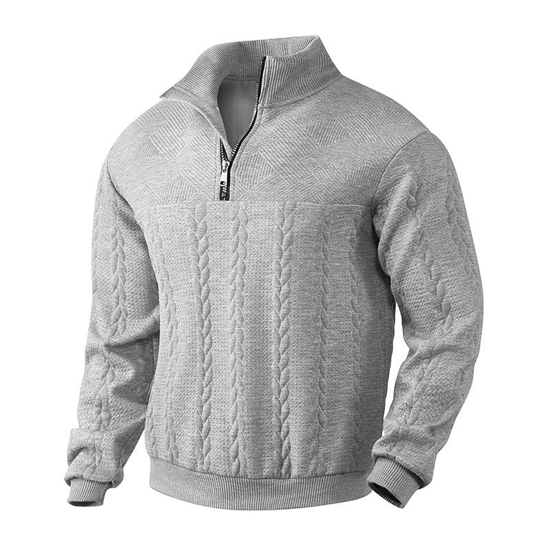 Men's Jacquard Quarter-Zip Pullover Hoodie - At Casualflowshop