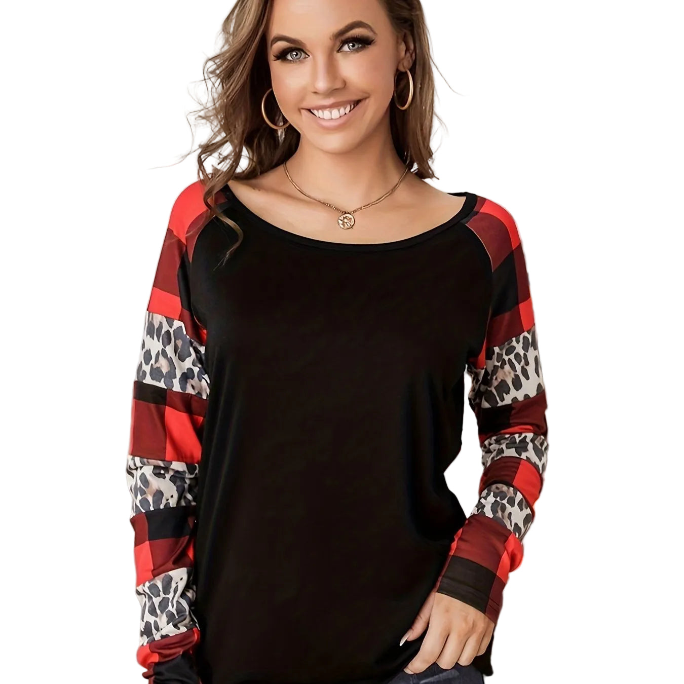  Plaid Long Sleeve T-shirt - at Casualflowshop