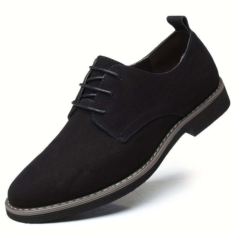 Men’s Business Dress Shoes – Faux Suede Black Lace-Up - CasualFlowshop