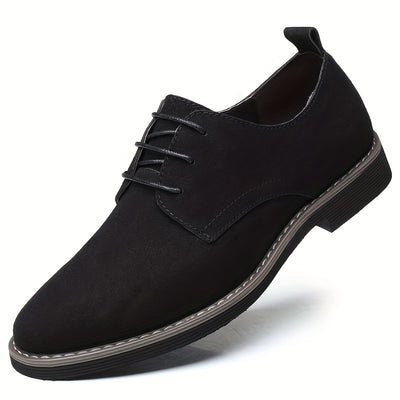 Zapatos de vestir de negocios para hombre: gamuza sintética negra con cordones