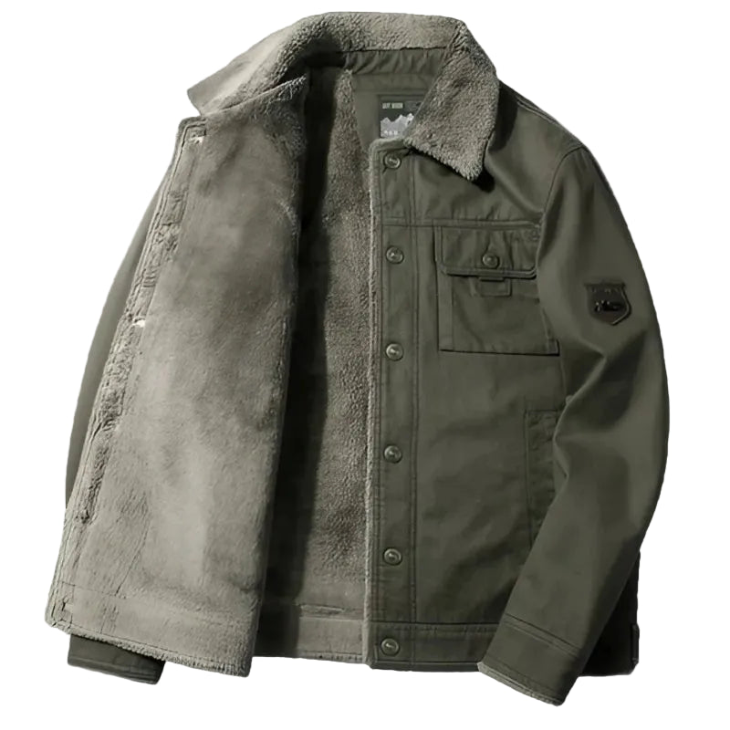 Men’s Thick Lamb Wool Military Jacket - CasualFlowshop