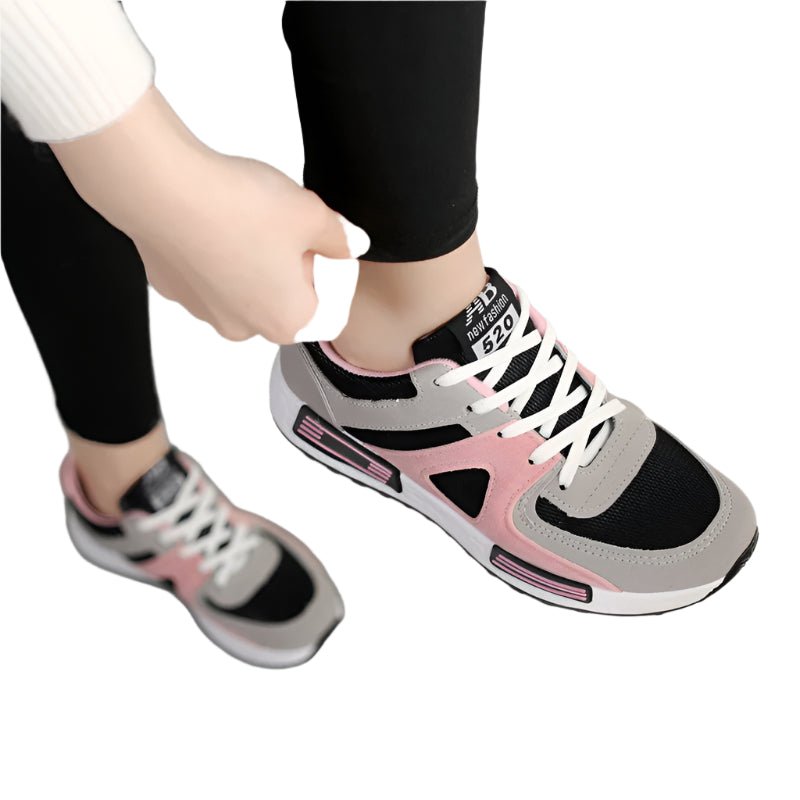 Women's Korean-style flat shoes with color-matching details and sponge cake sole – available in black and pink