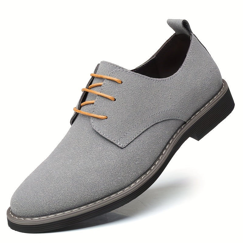 Men’s Business Dress Shoes – Faux Suede Black Lace-Up - CasualFlowshop