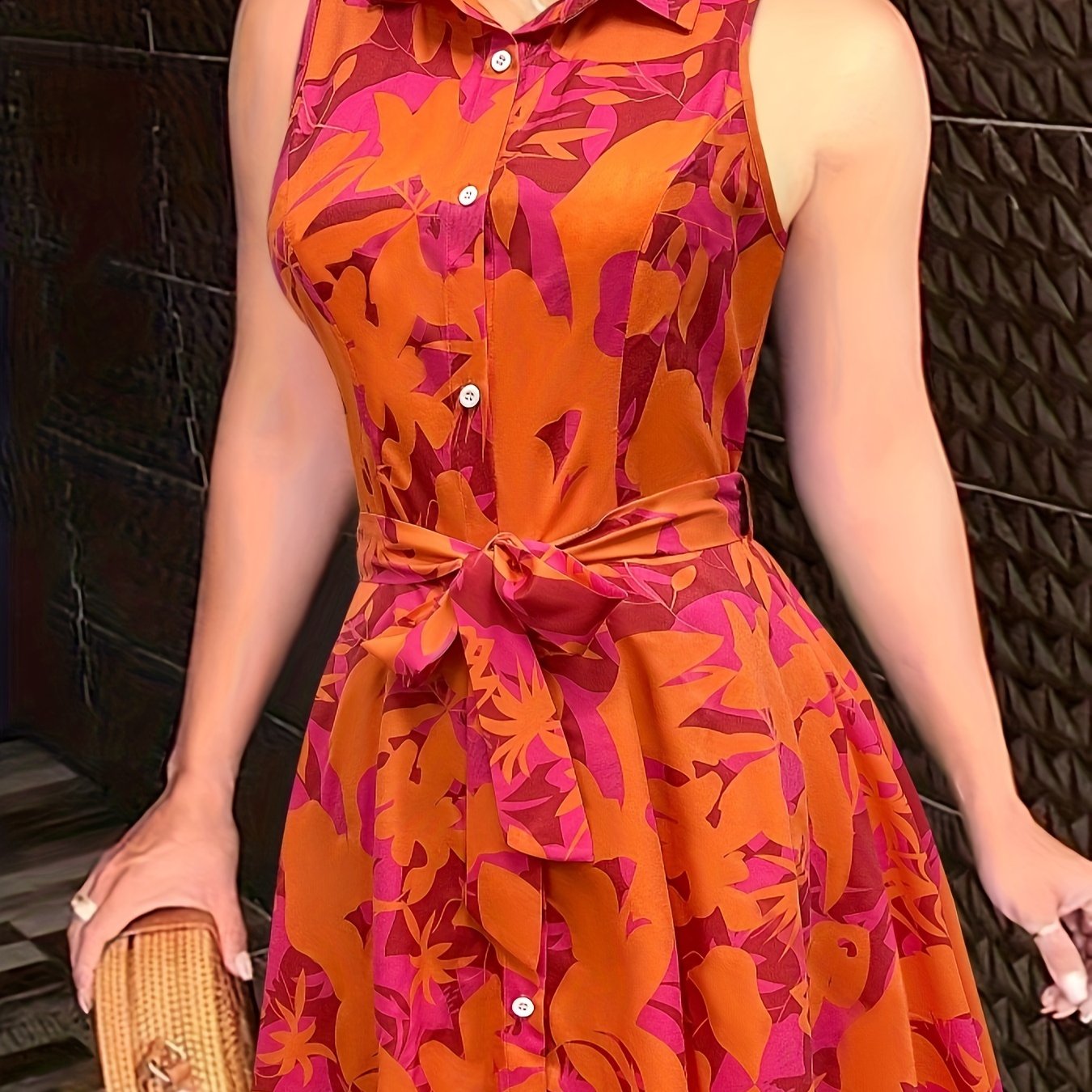 Stylish Abstract Sleeveless Dress with Tie-waist - Chic Semi-Sheer Summer Fashion for Women - CasualFlowshop