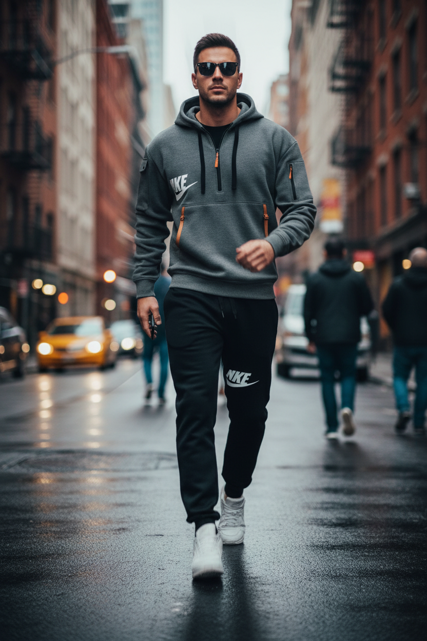 Men's Casual Jogger Sportswear Set – Action Shot