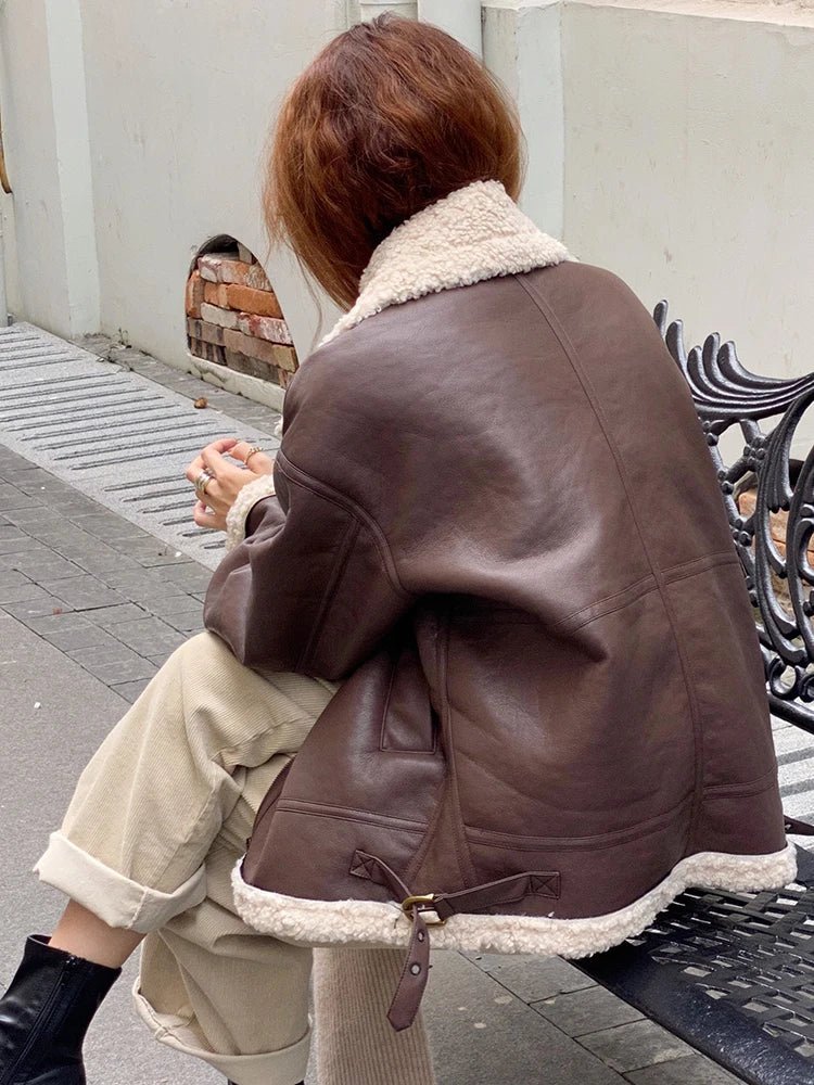 Luxury Winter Elegance: Women's Faux Leather Jacket for Stylish Comfort - CasualFlowshop