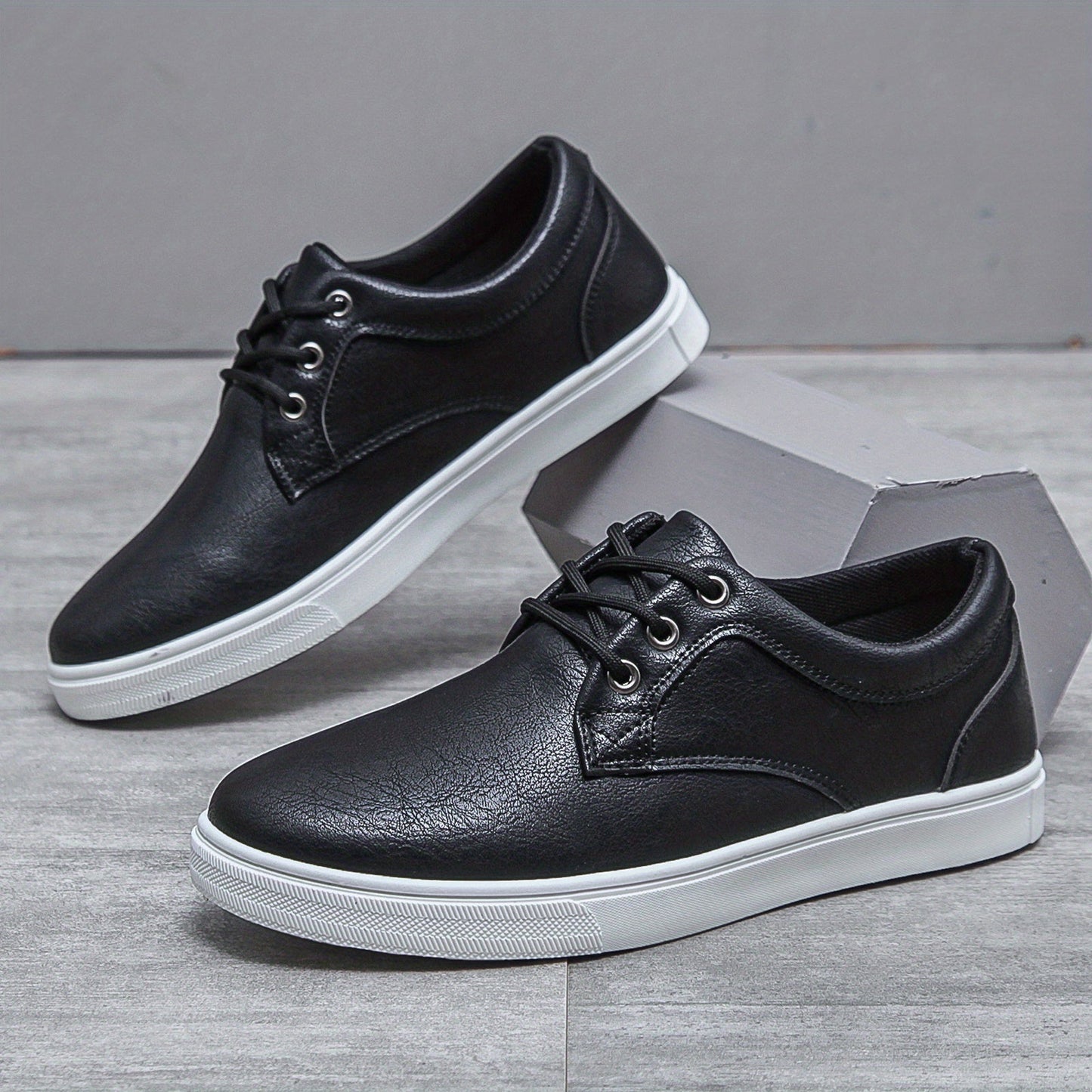 Modern Men's PU Leather Skate Shoes: Durable Design, Breathable Comfort, Enhanced Traction - CasualFlowshop