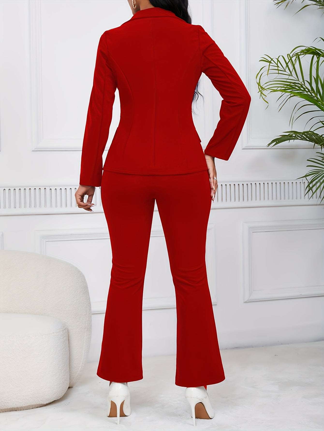 Professional Elegance: Women's Tailored Blazer and Pant Set - CasualFlowshop