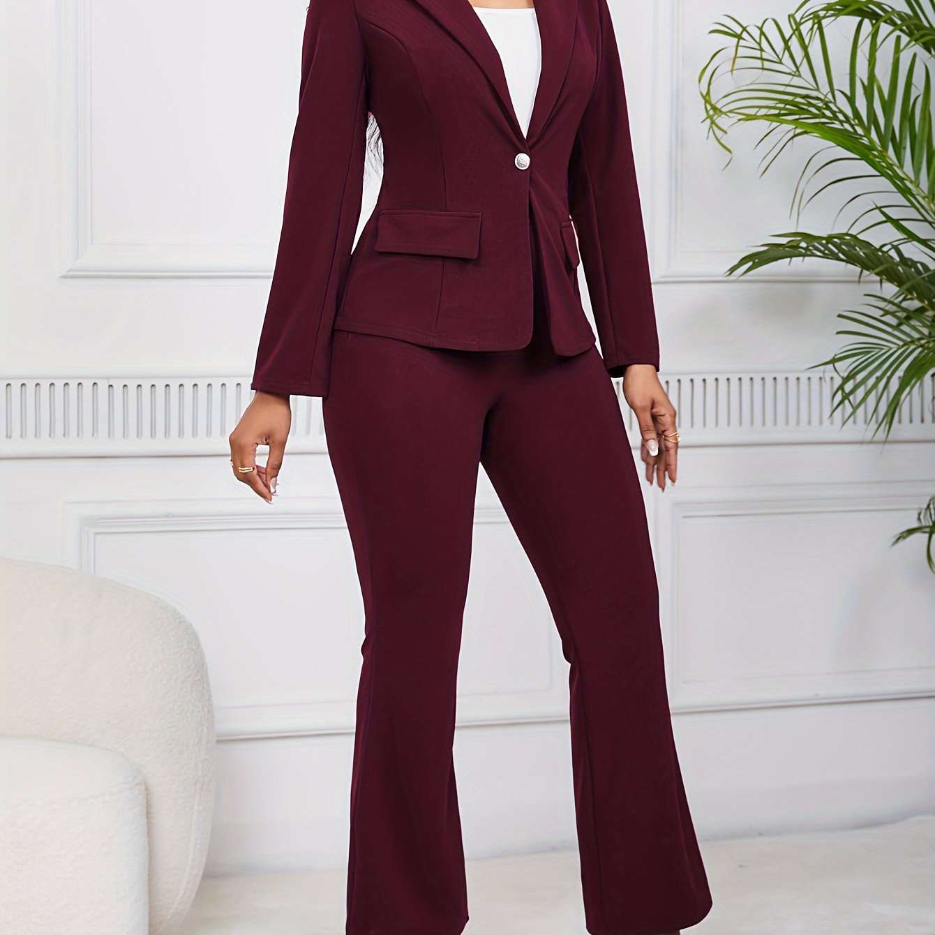 Professional Elegance: Women's Tailored Blazer and Pant Set - CasualFlowshop