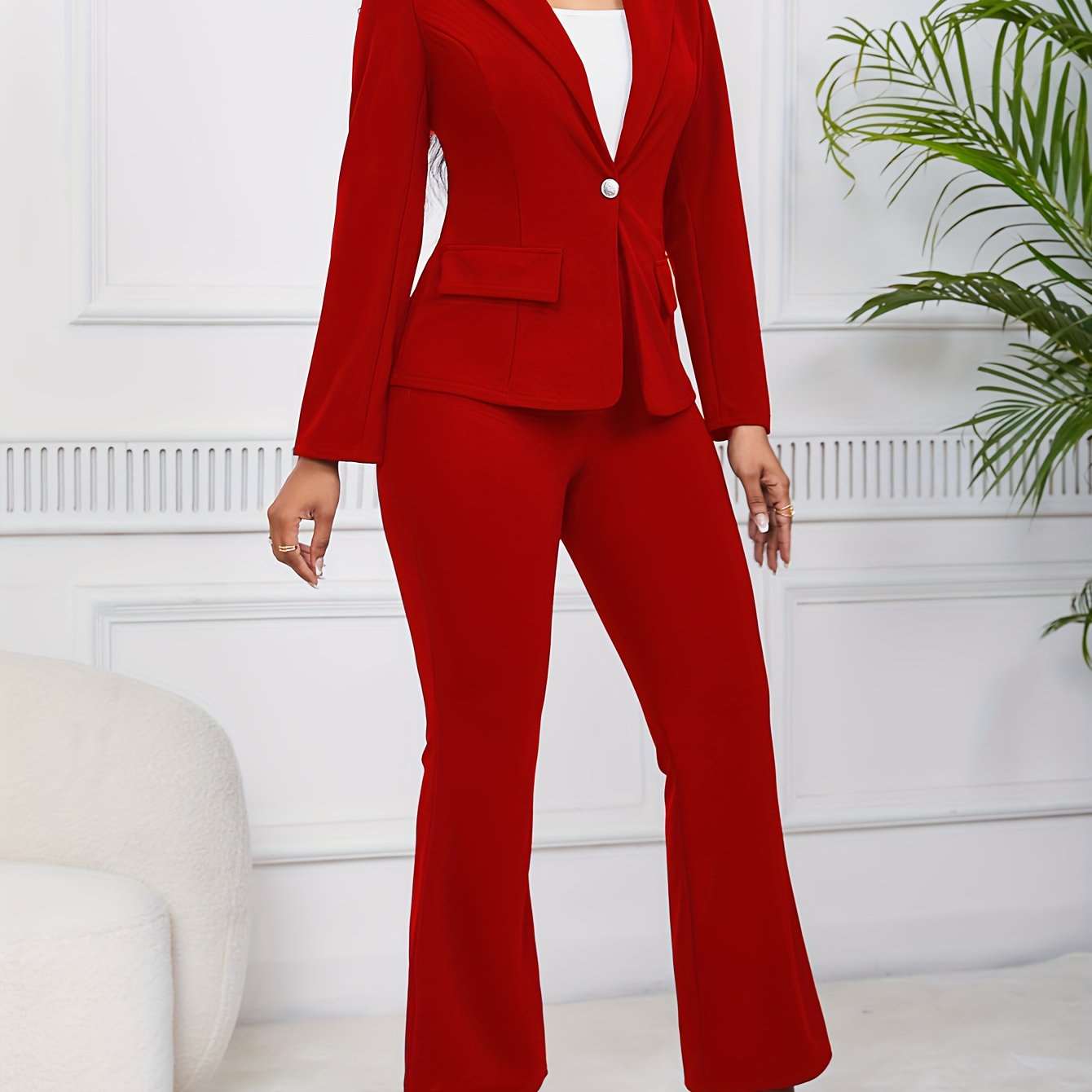 Professional Elegance: Women's Tailored Blazer and Pant Set - CasualFlowshop