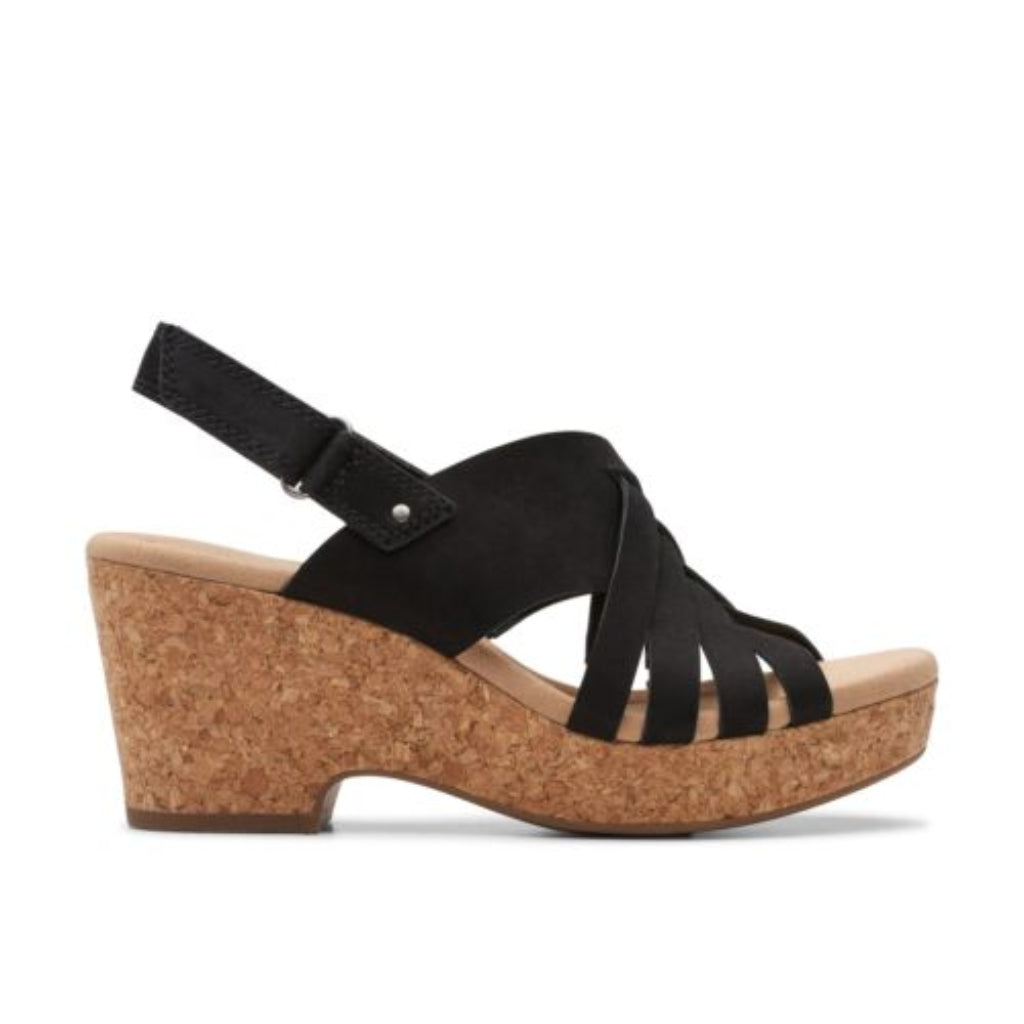 Women’s Nubuck Wedge Sandals – Black Leather Comfort - CasualFlowshop
