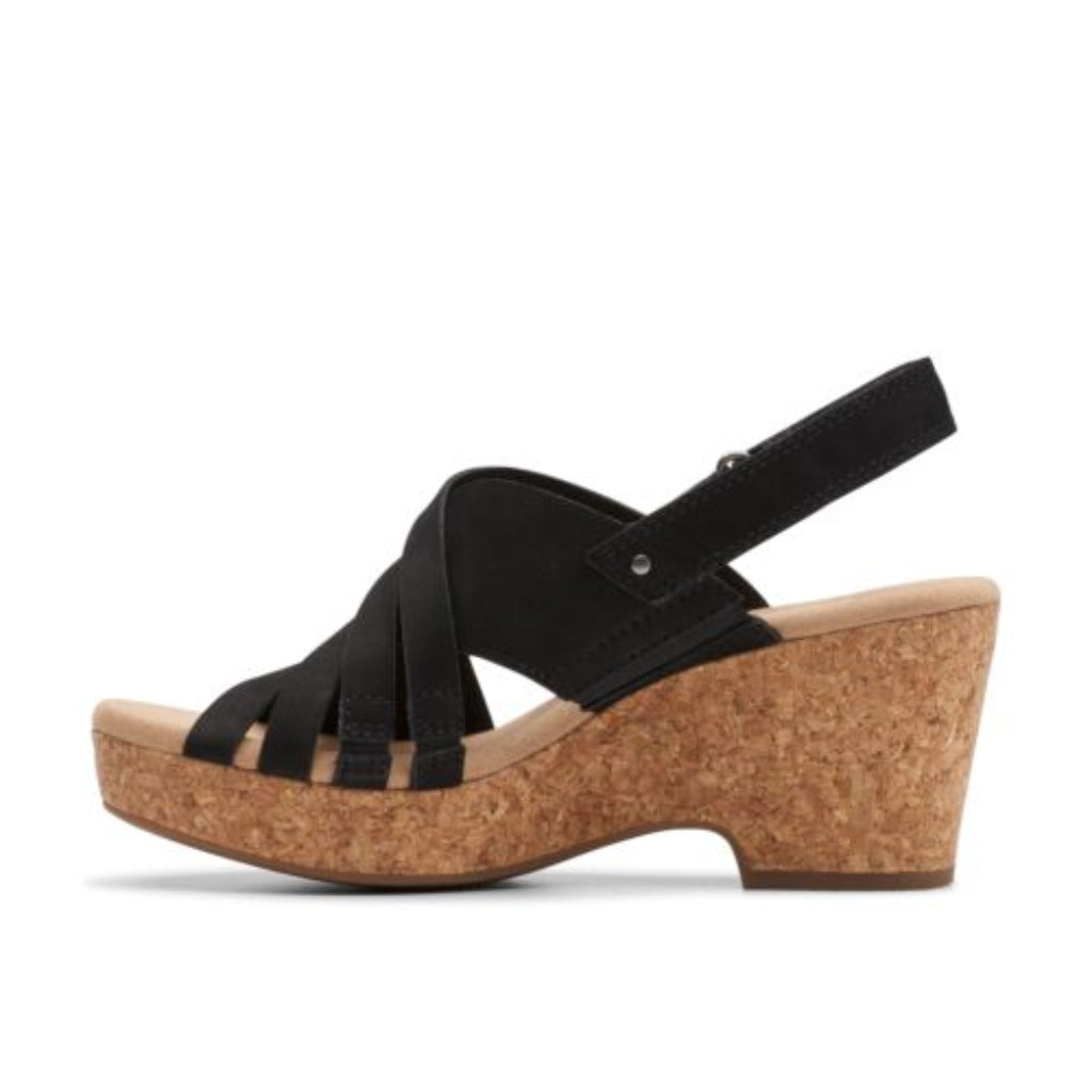 Women’s Nubuck Wedge Sandals – Black Leather Comfort - CasualFlowshop