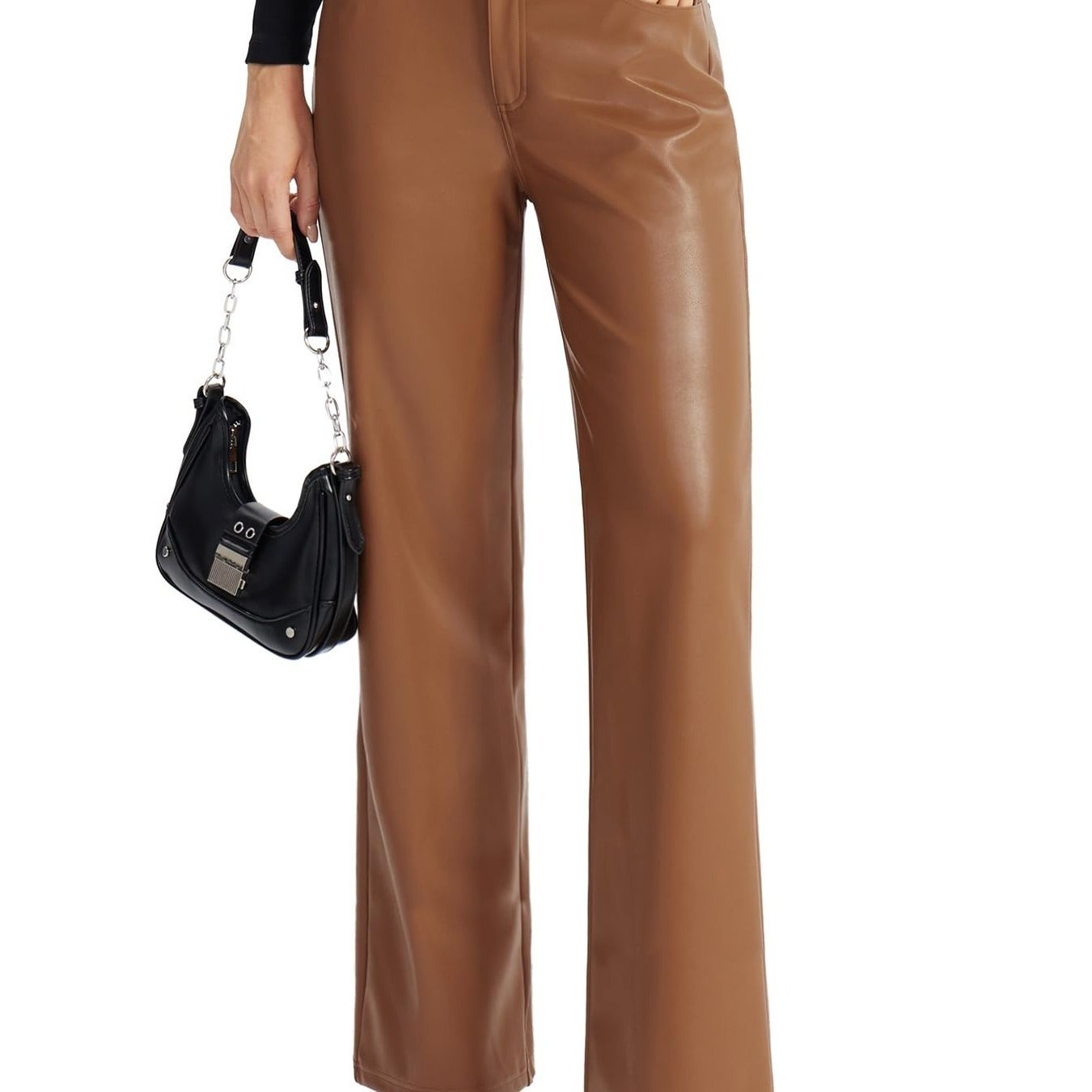 Step up your style game with our Women's Faux Leather Wide Leg Pants. - CasualFlowshop