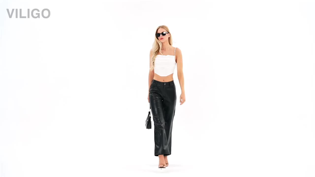 Step up your style game with our Women's Faux Leather Wide Leg Pants. - CasualFlowshop