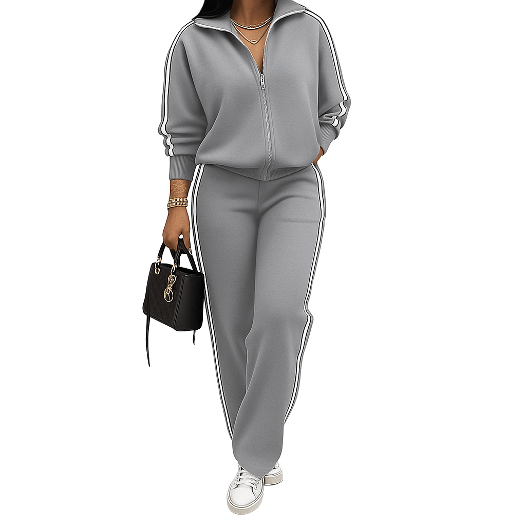Wear Tracksuit To The Party – Women's Striped 2 - Piece Set - CasualFlowshop