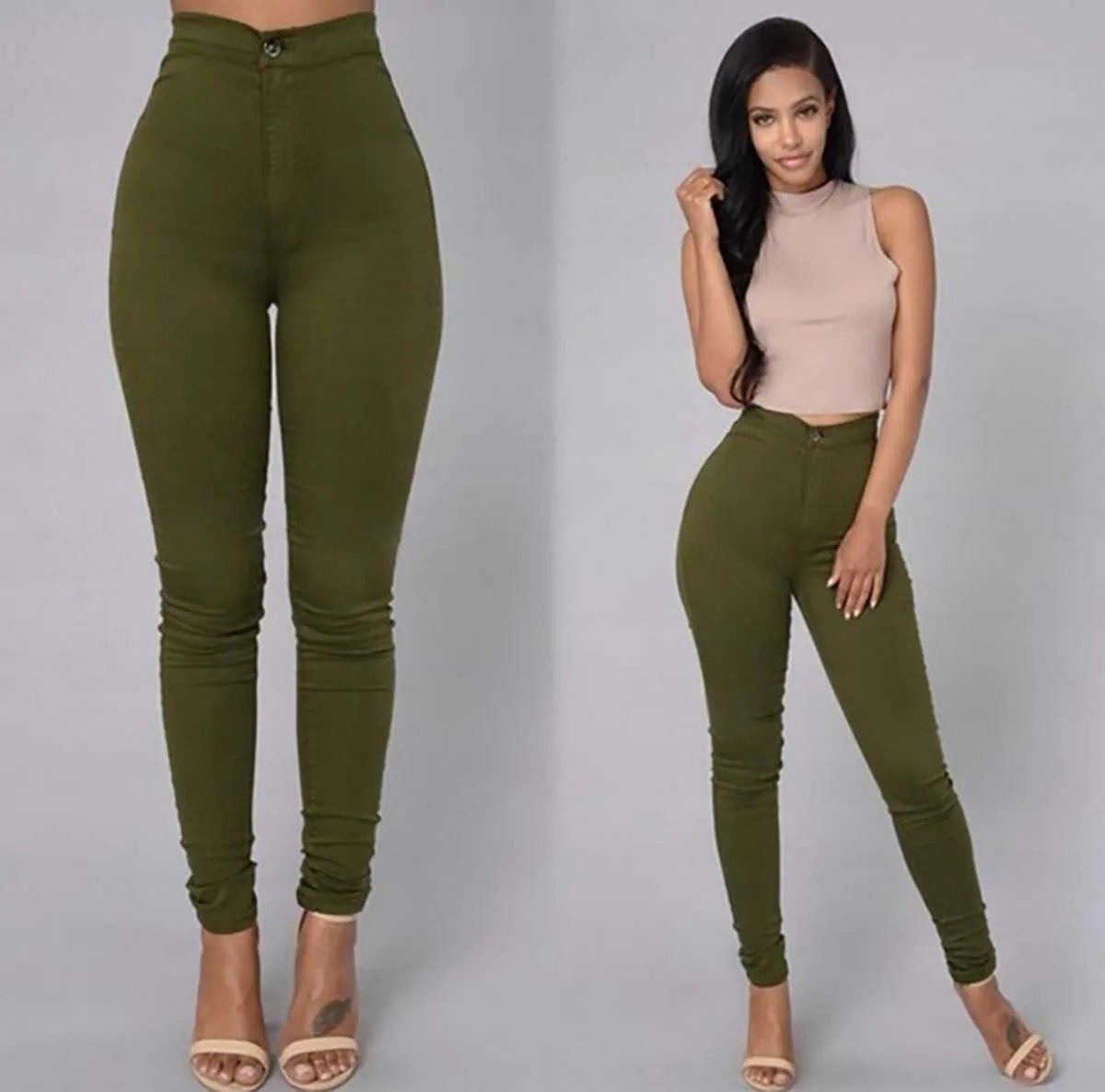 Women Pants Thin High Waist Solid Color Slim Fit Lady Pencil Trousers for Street Wear - CasualFlowshop