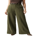 Women's High Waist Wide Leg Trousers — Army Green