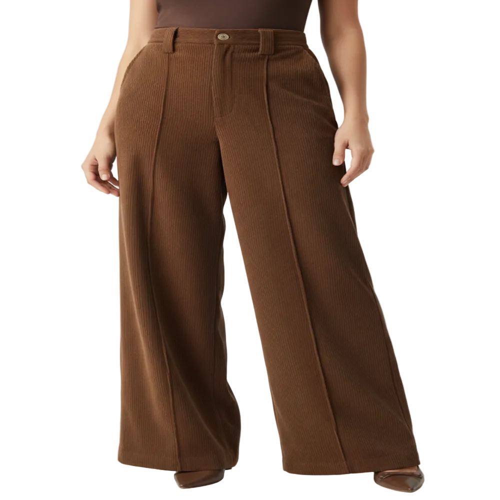Women's High Waist Wide Leg Trousers — Coffee