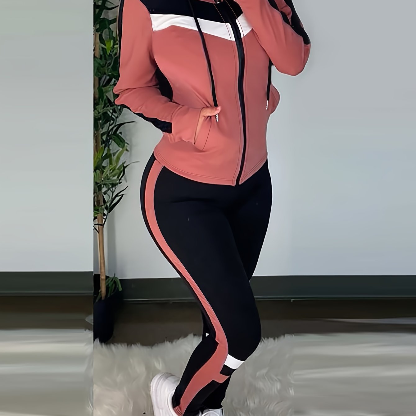 Women's Stripe - Detailed Hoodie and Pants Combo - CasualFlowshop